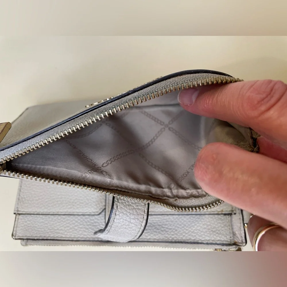 Michael‎ Kors Adele Double Zip Gold Tone Wristlet Wallet